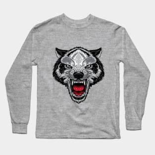 Angry Wolf Face Artwork for everyone who love wild life Long Sleeve T-Shirt